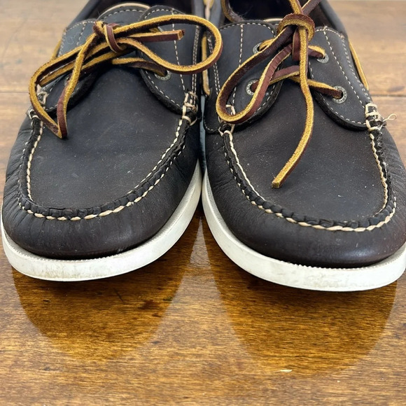 L.L. Bean Men's Brown Boat Shoes Leather Sail Dock Size 10 Outdoor Lake Water - Picture 2 of 15